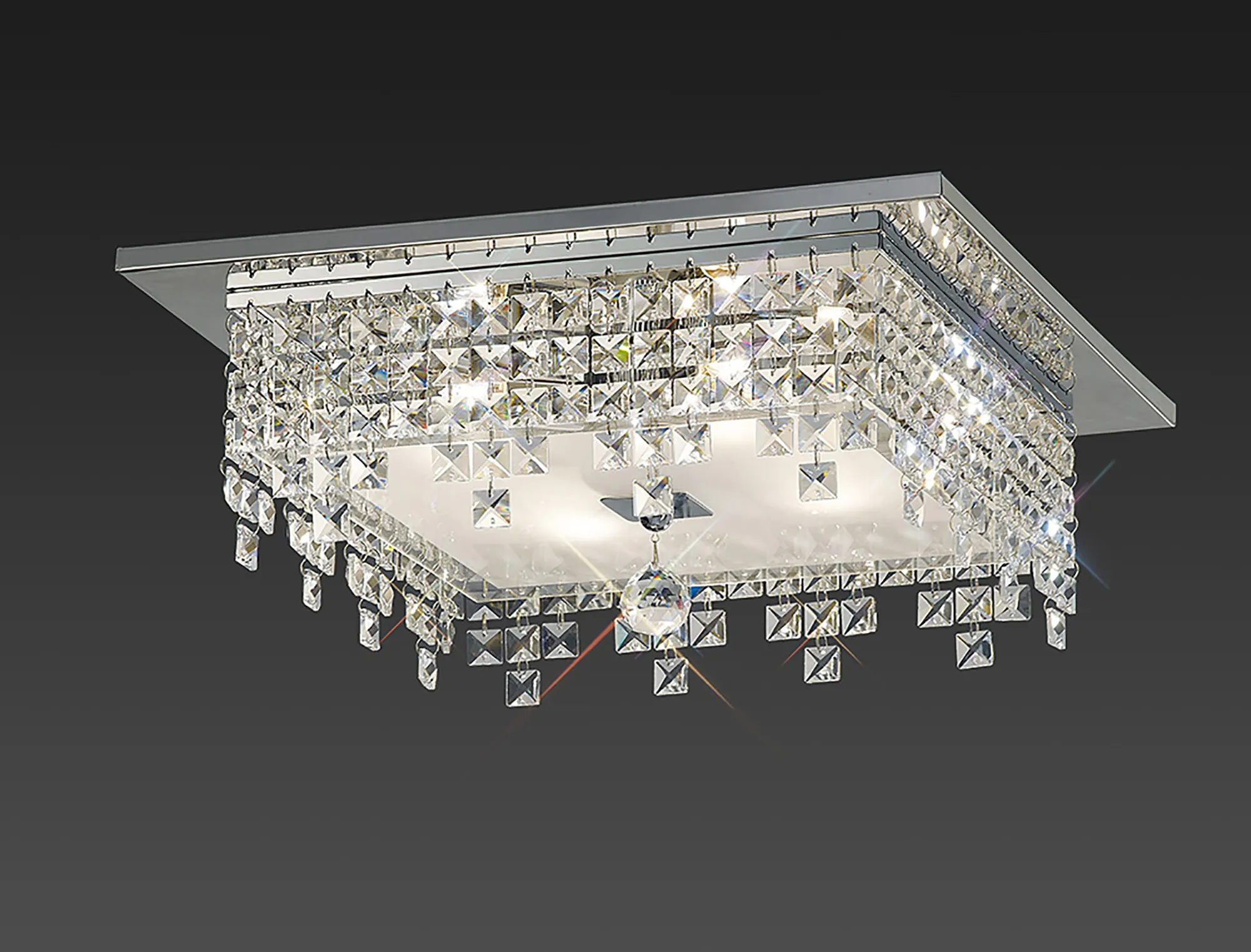 Esta Crystal Ceiling Lights Diyas Ringed & Square Crystal Fittings
